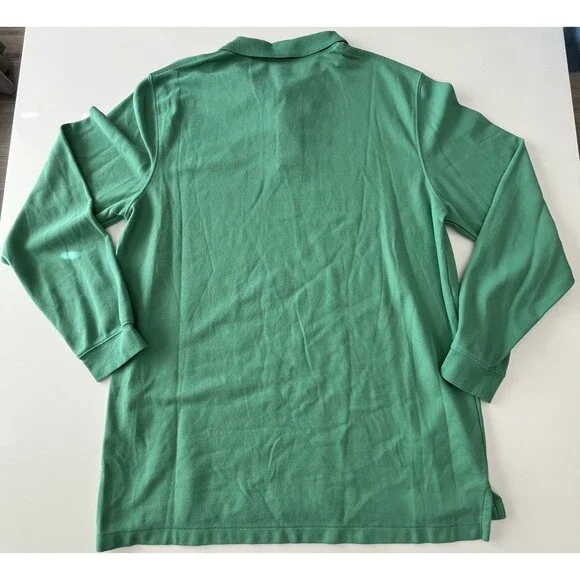 LL Bean Long Sleeve Traditional Fit Polo Sz Large TALL Green Cotton Golf Casual - Picture 3 of 6